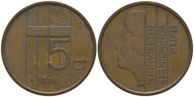 Нидерланды 5 центов 1996 Беатрикс (1980-2013) KM 202 бронза 181-732