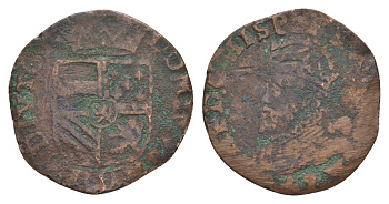 Испанские Нидерланды 1 лиард 1590? Филипп II (1556-1598) Gelder Hoc 232, Vanhoudt 321, Witte 873 медь 3711-711