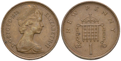 Великобритания 1 пенни 1979 Елизавета II (1952-2022) КМ 915, Spink B1 бронза 4609-513