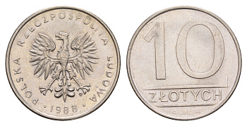 Польша 10 злотых 1988 MW Y 152.1 медно-никель UNC 4654-1017