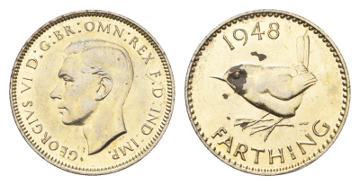 Великобритания 1 фартинг 1948 Георг VI (1936-1952) KM 843, Spink 4116 бронза 4659-827