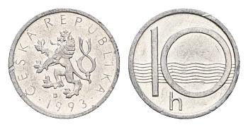 Чехия 10 геллеров 1993 KM 6 алюминий 4674-659