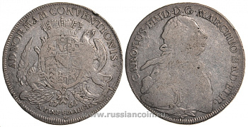 Баден 1 талер 1765 S W, Карл Фридрих KM 108, Dav. 1933 серебро 00-814-49