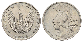 Греция 20 драхм 1973 год-тип KM 112 медно-никель 4692-315