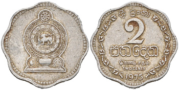 Шри-Ланка 2 цента 1975 KM 138 алюминий 4609-655