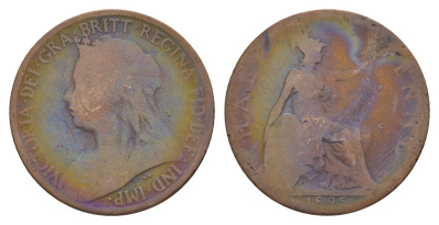 Великобритания 1/2 пенни 1895 Виктория (1837-1901) KM 789, Spink 3962 бронза 53-355