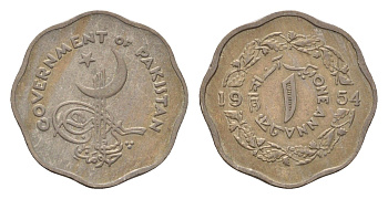 Пакистан 1 анна 1954 KM 14 медно-никель 4392-1115