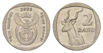 ЮАР 2 ранда 2003 KM 335 медь плакированная никелем 4626-1233