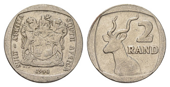 ЮАР 2 ранда 1990 KM 139 медь плакированная никелем 4626-1047