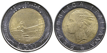 Италия 500 лир 1983 R KM 111 биметалл 259-742