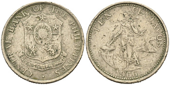 Филиппины 10 сентаво 1966 KM 188 медь никель цинк 4564-657
