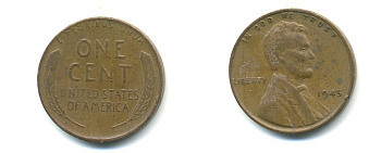 США 1 ЦЕНТ 1945 ЛИНКОЛЬН KM А132 медь цинк 76-163