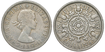 Великобритания 2 шиллинга (флорин) 1956 Елизавета II (1952-2022) KM 906, Spink 4146 медно-никель 51-2734