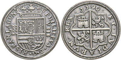 Нидерланды медаль ND испанская монета правления Филиппа VIII 1590 года, в оригинальном буклете, с сертификатом белый металл 1-4-1-09
