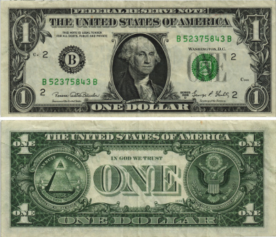 США 1 ДОЛЛАР 1969 D, БЛОК 2, БУКВА В, НЬЮ ЙОРК, ДЖОРДЖ ВАШИНГТОН Pick 449е бумага 8605-13-2-1