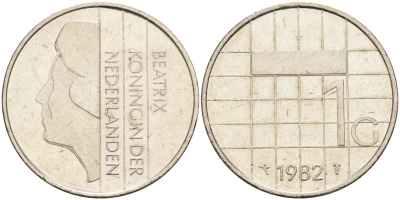 Нидерланды 1 гульден 1982 Беатрикс (1980-2013) KM 205 никель 4171-134