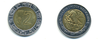 МЕКСИКА 2 ПЕСО 2007 KM 604 биметалл 3999-1212