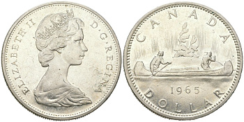 Канада 1 доллар 1965 KM 64.1 серебро UNC 1066-9-14