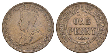 Австралия 1 пенни 1911 KM 23 бронза 4185-1231