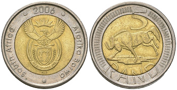 ЮАР 5 рандов 2006 KM 492 биметалл 4364-2446