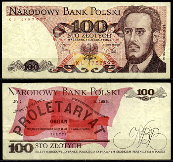 Польша 100 злотых 1982 1 июня 1982, Людвиг-Фаддей Варынский Pick 143d бумага 6287-24-3-1