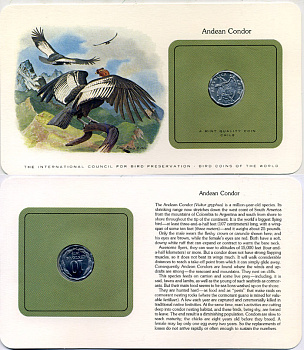 ЧИЛИ 10 СЕНТАВО 1979 СЕРИЯ МОНЕТЫ МИРА С ИЗОБРАЖЕНИЕМ ПТИЦ, В ОРИГИНАЛЬНОМ БУКЛЕТЕ С ОПИСАНИЕМ KM 205а алюминий UNC 5121-2