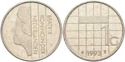 Нидерланды 1 гульден 1993 Беатрикс (1980-2013) KM 201 никель 4171-141