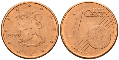 Финляндия 1 евроцент 1999  KM 98 сталь плакированная медью  UNC  4189-214