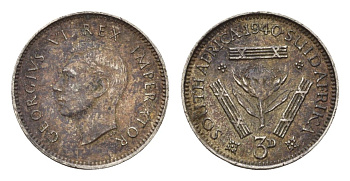 ЮАР 3 пенса 1940 Георг VI (1936-1952) KM 26 серебро 4564-646