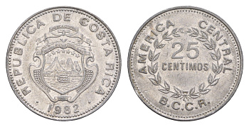 Коста-Рика 25 сентимо 1982 KM 188.1b алюминий 4656-954