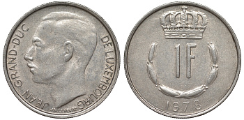 Люксембург 1 франк 1978 KM 55 медно-никель 4143-117