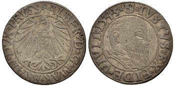 Бранденбург-Пруссия 1 грош 1543 Альберт V Neumann 46 серебро 00-000-00