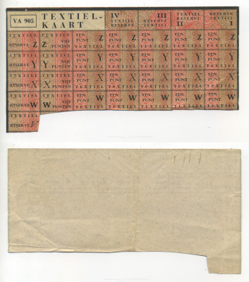 НИДЕРЛАНДЫ ТАЛОНЫ НА ТЕКСТИЛЬ 1944-1950 VA 905 бумага 6317-35-2