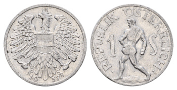 Австрия 1 шиллинг 1957 KM 2871 алюминий 4671-1035