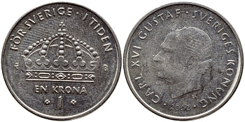 Швеция 1 крона 2002 Карл XVI Густав (1973- ) KM 894 медно-никель 4110-816