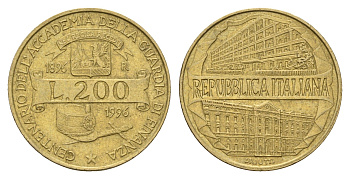 Италия 200 лир 1996 100 лет Академии таможенной службы KM 184 алюминиевая бронза 4675-141