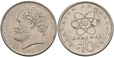 Греция 10 драхм 1976 Демокрит KM 119 медно-никель 4589-727
