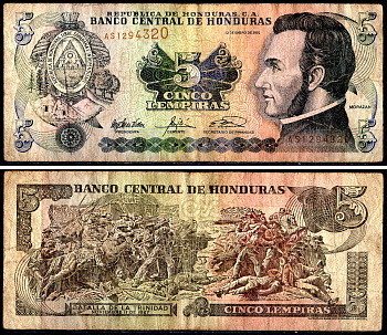 Гондурас 5 лемпира 2003 Pick 85c бумага 3295-76-2-2