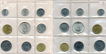 Сан-Марино годовой набор из 9 монет 1981 1, 2, 5, 10, 20, 50, 100, 200 и 500 лир KM 116-123, 126, в оригинальной пластиковой запайке KM MS18 серебро UNC 5-4-3-34