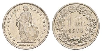 Швейцария 1 франк 1974 KM 24a медно-никель 4648-1156