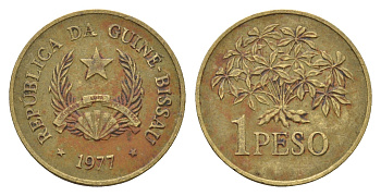 Гвинея-Бисау 1 песо 1977 KM 18 алюминиевая бронза 4679-556