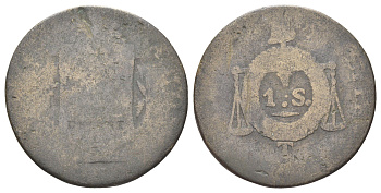 Франция 1 соль 1793 Первая республика, год-тип KM 619 медь 4707-615
