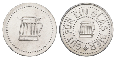 Германия жетон в 1 "стакан пива" ND диаметр 24 мм, вес 1,1 гр алюминий UNC 4638-825