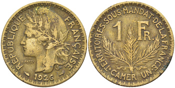 Французский Камерун 1 франк 1926 (а), монетный двор Париж KM 2 алюминиевая бронза 72-346