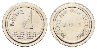 Италия, Бибионе жетон для прохода на пляж лодка, диаметр 24 мм, вес 5,1 гр нержавеющая сталь 4670-847