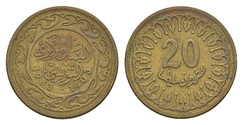 Тунис 20 миллимов 1983 AH 1403 KM 307 латунь 4655-759
