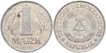 ГДР 1 марка 1975 A KM 35.2 алюминий 4143-823