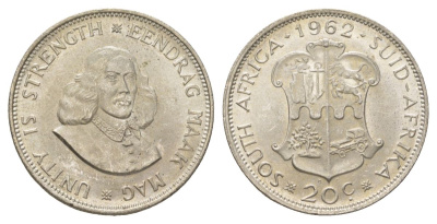ЮАР 20 центов 1962 KM 61 серебро UNC 4622-734