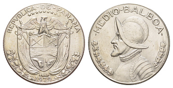 Панама 1/2 бальбоа (50 сентесимо) 1979 редкий год KM 12b медь плакированная медно-никелем 4634-1125