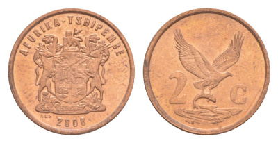 ЮАР 2 цента 2000 KM 159 сталь плакированная медью UNC 4621-236